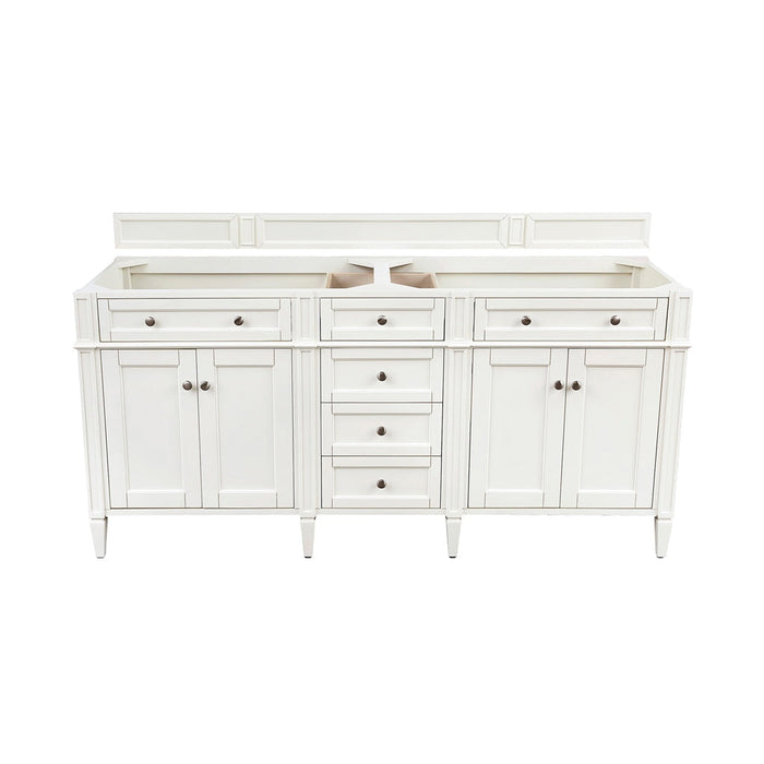 Brittany 72" Double Bathroom Vanity in Bright White Double bathroom Vanity James Martin Vanities White Zeus Quartz 