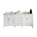 Brittany 72" Double Bathroom Vanity in Bright White Double bathroom Vanity James Martin Vanities Eternal Serena Quartz 