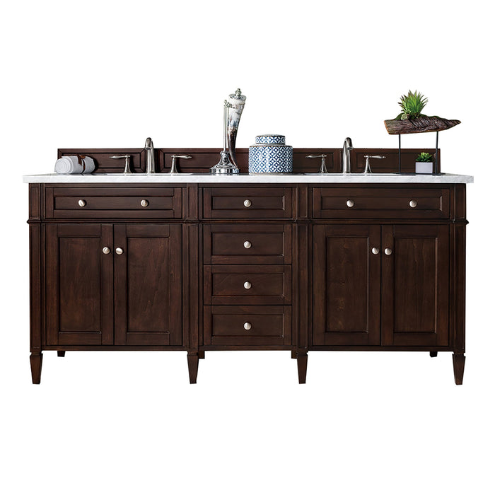 Brittany 72" Double Bathroom Vanity in Burnished Mahogany Double bathroom Vanity James Martin Vanities Eternal Marfil Quartz 