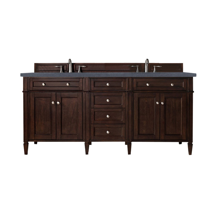 Brittany 72" Double Bathroom Vanity in Burnished Mahogany Double bathroom Vanity James Martin Vanities Parisien Bleu Quartz 