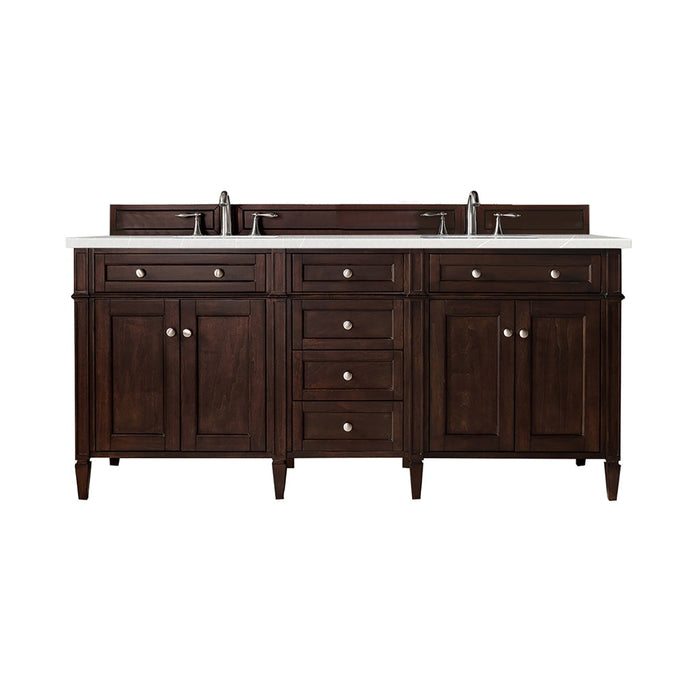 Brittany 72" Double Bathroom Vanity in Burnished Mahogany Double bathroom Vanity James Martin Vanities White Zeus Quartz 