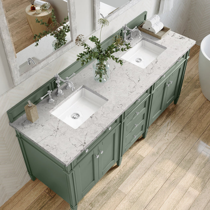 Brittany 72" Double Bathroom Vanity in Smokey Celadon Double bathroom Vanity James Martin Vanities Eternal Marfil Quartz 