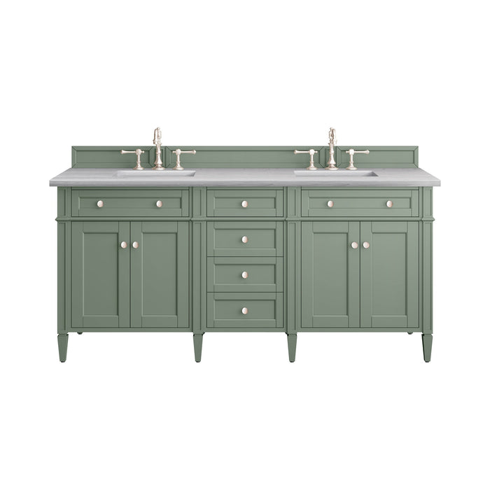 Brittany 72" Double Bathroom Vanity in Smokey Celadon Double bathroom Vanity James Martin Vanities Charcoal Soapstone Quartz 