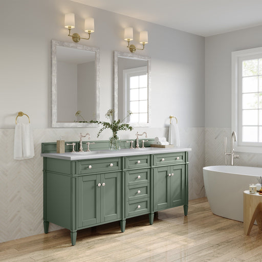 Brittany 72" Double Bathroom Vanity in Smokey Celadon Double bathroom Vanity James Martin Vanities Arctic Fall Solid Surface 