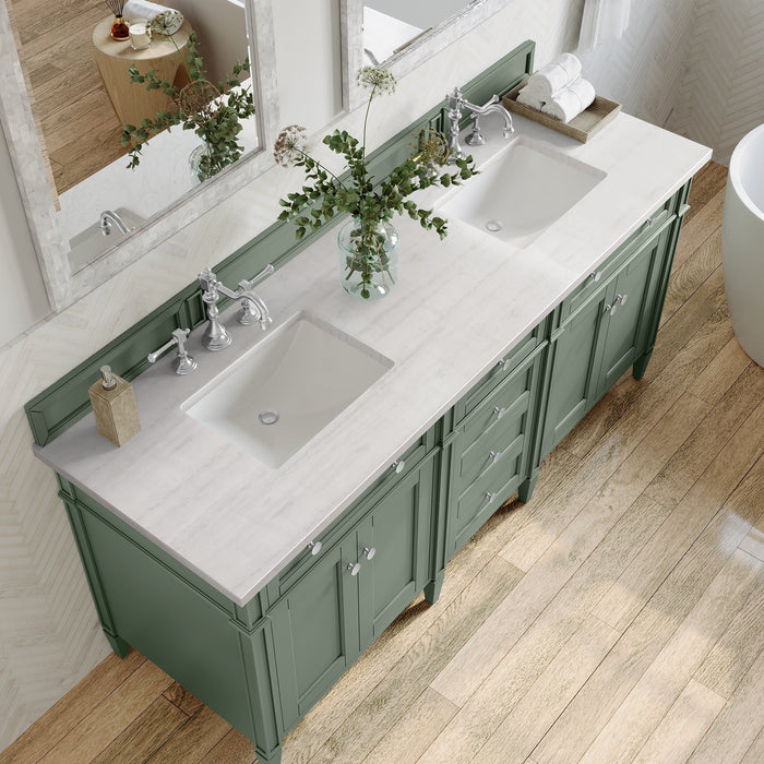 Brittany 72" Double Bathroom Vanity in Smokey Celadon