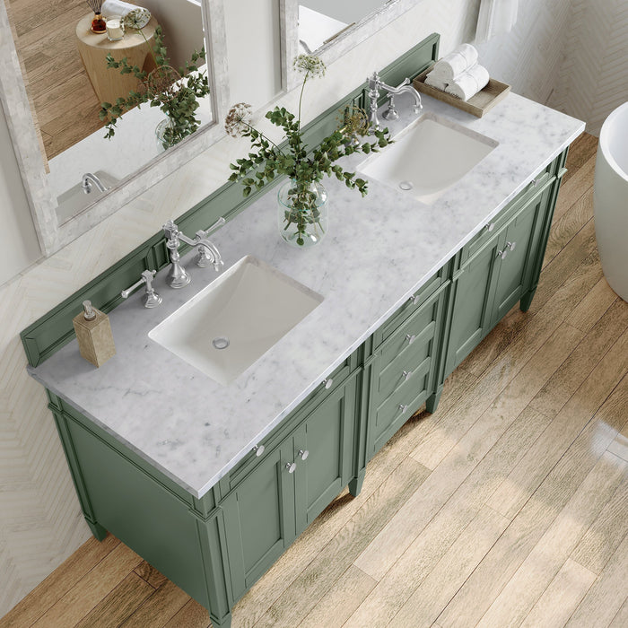 Brittany 72" Double Bathroom Vanity in Smokey Celadon