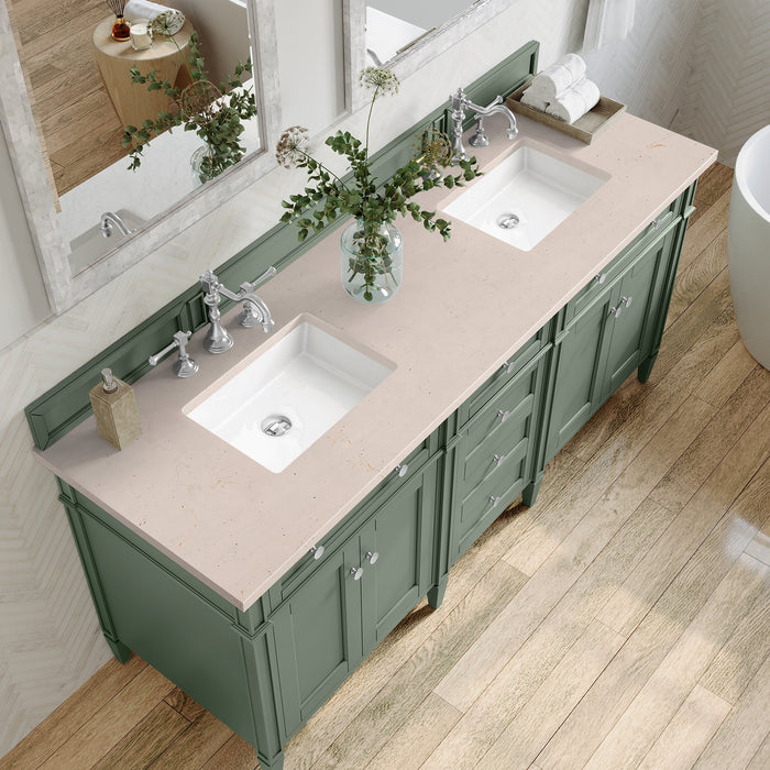 Brittany 72" Double Bathroom Vanity in Smokey Celadon Double bathroom Vanity James Martin Vanities White Zeus Quartz 