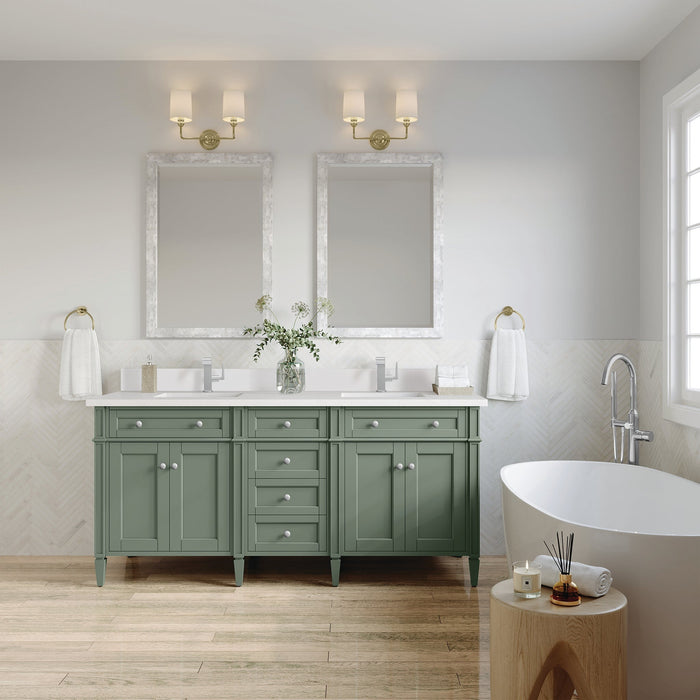 Brittany 72" Double Bathroom Vanity in Smokey Celadon