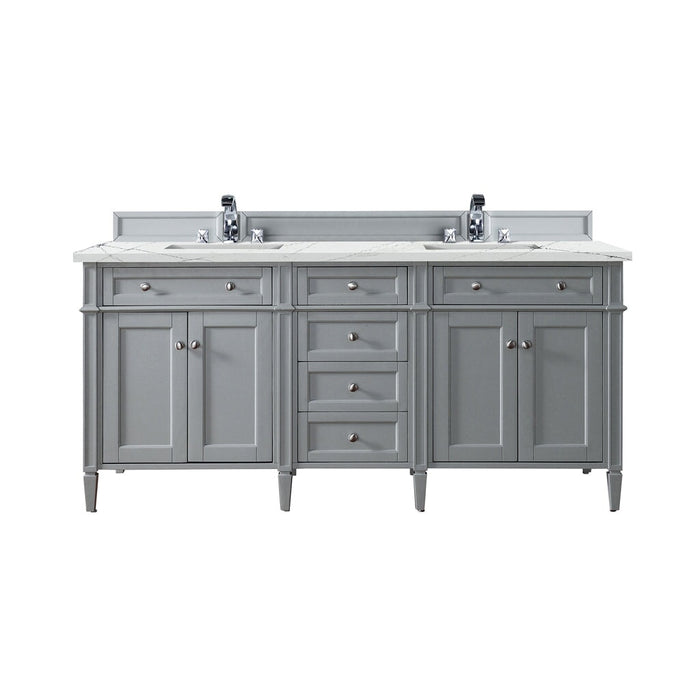 Brittany 72" Double Bathroom Vanity in Urban Gray Double bathroom Vanity James Martin Vanities Victorian Silver Quartz 