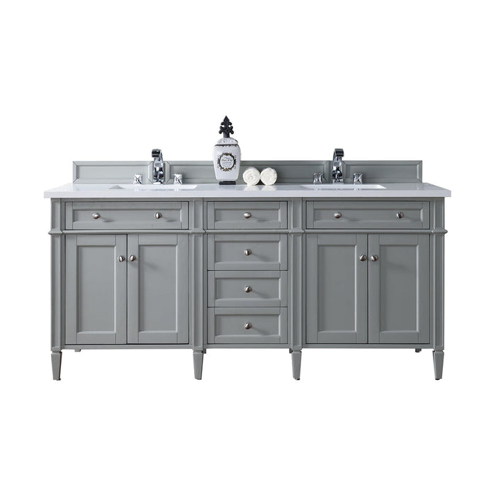 Brittany 72" Double Bathroom Vanity in Urban Gray Double bathroom Vanity James Martin Vanities Ethereal Noctis Quartz 