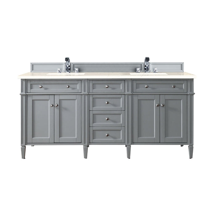 Brittany 72" Double Bathroom Vanity in Urban Gray Double bathroom Vanity James Martin Vanities Parisien Bleu Quartz 