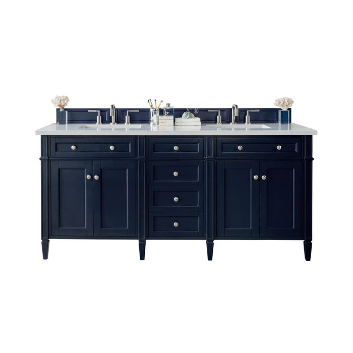 Brittany 72" Double Bathroom Vanity in Victory Blue Double bathroom Vanity James Martin Vanities Ethereal Noctis Quartz 