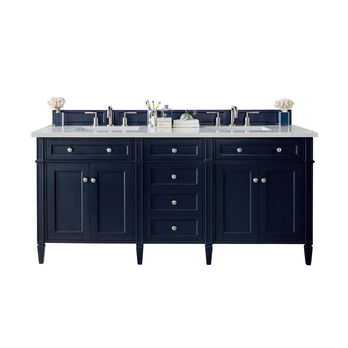 Brittany 72" Double Bathroom Vanity in Victory Blue Double bathroom Vanity James Martin Vanities Eternal Serena Quartz 