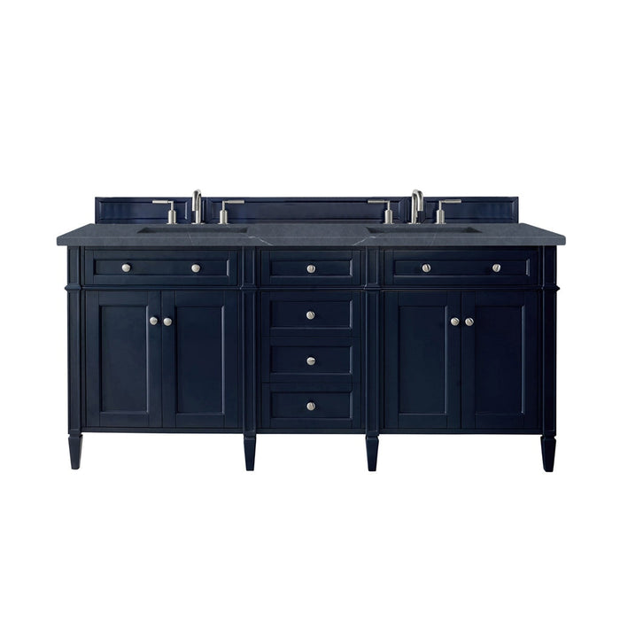 Brittany 72" Double Bathroom Vanity in Victory Blue Double bathroom Vanity James Martin Vanities Victorian Silver Quartz 