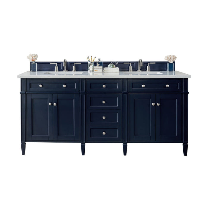 Brittany 72" Double Bathroom Vanity in Victory Blue Double bathroom Vanity James Martin Vanities Eternal Marfil Quartz 