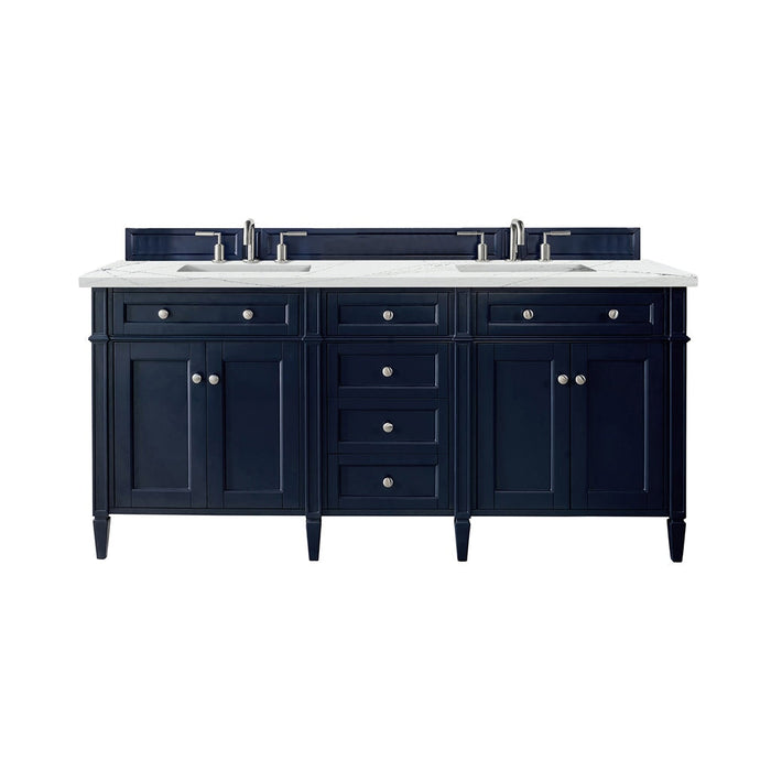 Brittany 72" Double Bathroom Vanity in Victory Blue Double bathroom Vanity James Martin Vanities White Zeus Quartz 