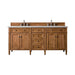 Brittany 72" Double Vanity Cabinet in Saddle Brown Double Bathroom Vanity James Martin Vanities Victorian Silver Quartz 