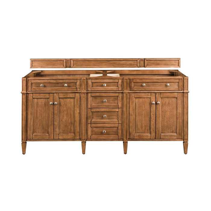 Brittany 72" Double Vanity Cabinet in Saddle Brown Double Bathroom Vanity James Martin Vanities Ethereal Noctis Quartz 