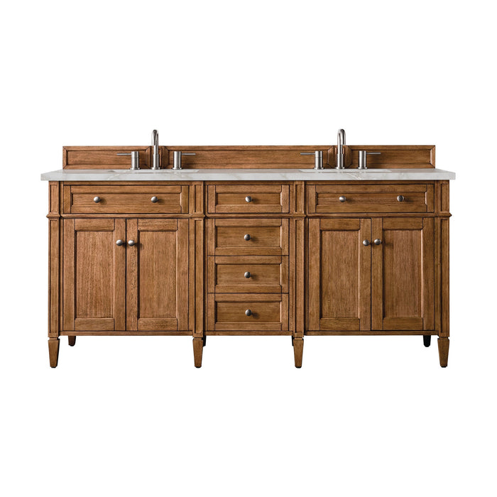 Brittany 72" Double Vanity Cabinet in Saddle Brown