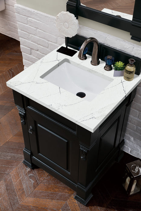 Brookfield 26" Single Bathroom Vanity in Antique Black Single Bathroom Vanity James Martin Vanities Ethereal Noctis Quartz 