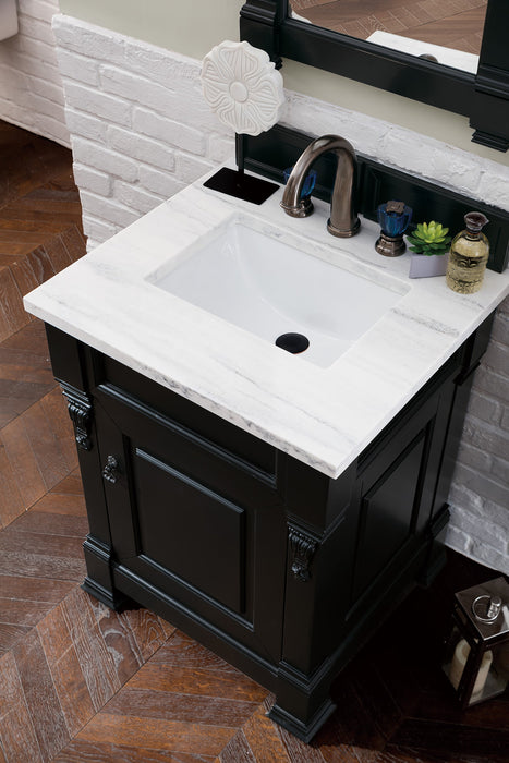 Brookfield 26" Single Bathroom Vanity in Antique Black Single Bathroom Vanity James Martin Vanities White Zeus Quartz 