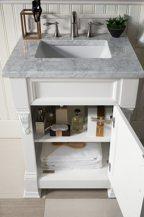 Brookfield 26" Single Bathroom Vanity Bright White Single Bathroom Vanity James Martin Vanities Charcoal Soapstone Quartz 