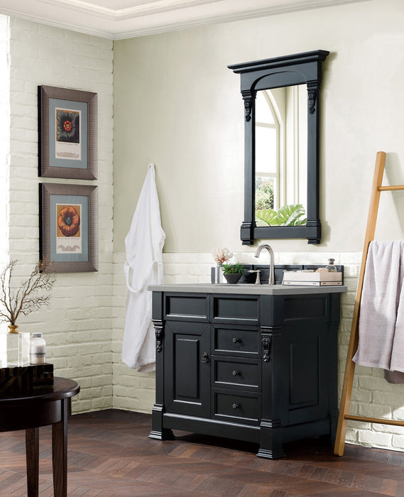 Brookfield 36" Single Bathroom Vanity in Antique Black Single Bathroom Vanity James Martin Vanities Victorian Silver Quartz 