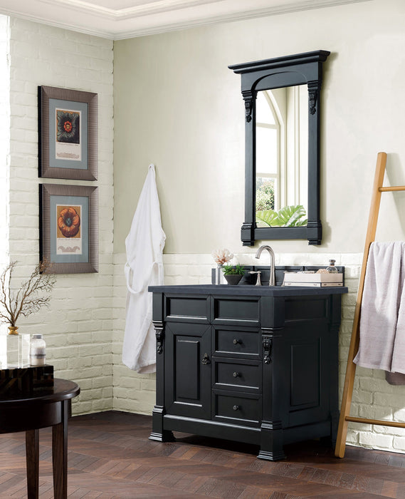 Brookfield 36" Single Bathroom Vanity in Antique Black Single Bathroom Vanity James Martin Vanities Parisien Bleu Quartz 