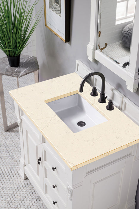 Brookfield 36" Single Bathroom Vanity in Bright White Single Bathroom Vanity James Martin Vanities Eternal Marfil Quartz 