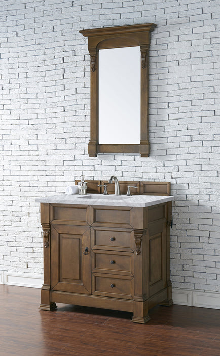 Brookfield 36" Single Bathroom Vanity in Country Oak Single Bathroom Vanity James Martin Vanities Victorian Silver Quartz 