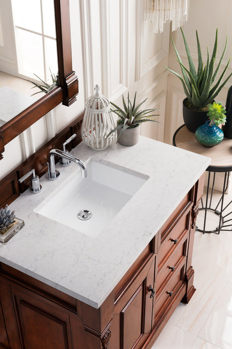 Brookfield 36" Single Bathroom Vanity in Warm Cherry Single Bathroom Vanity James Martin Vanities Lime Delight Quartz 