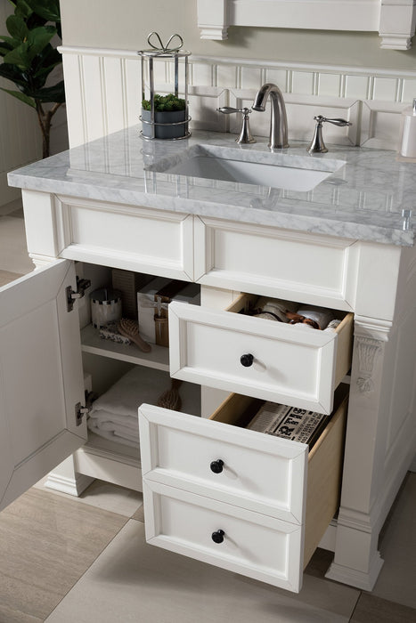 Brookfield 36" Single Bathroom Vanity in Bright White Single Bathroom Vanity James Martin Vanities Charcoal Soapstone Quartz 