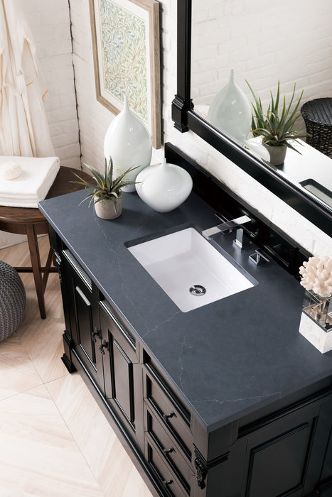 Brookfield 48" Single Bathroom Vanity in Antique Black Single Bathroom Vanity James Martin Vanities Eternal Serena Quartz 