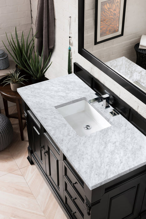 Brookfield 48" Single Bathroom Vanity in Antique Black Single Bathroom Vanity James Martin Vanities Carrara White Marble 