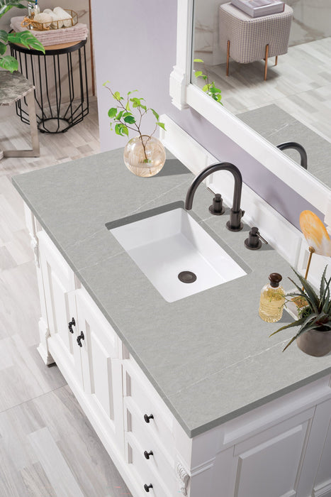 Brookfield 48" Single Bathroom Vanity in Bright White Single Bathroom Vanity James Martin Vanities Charcoal Soapstone Quartz 