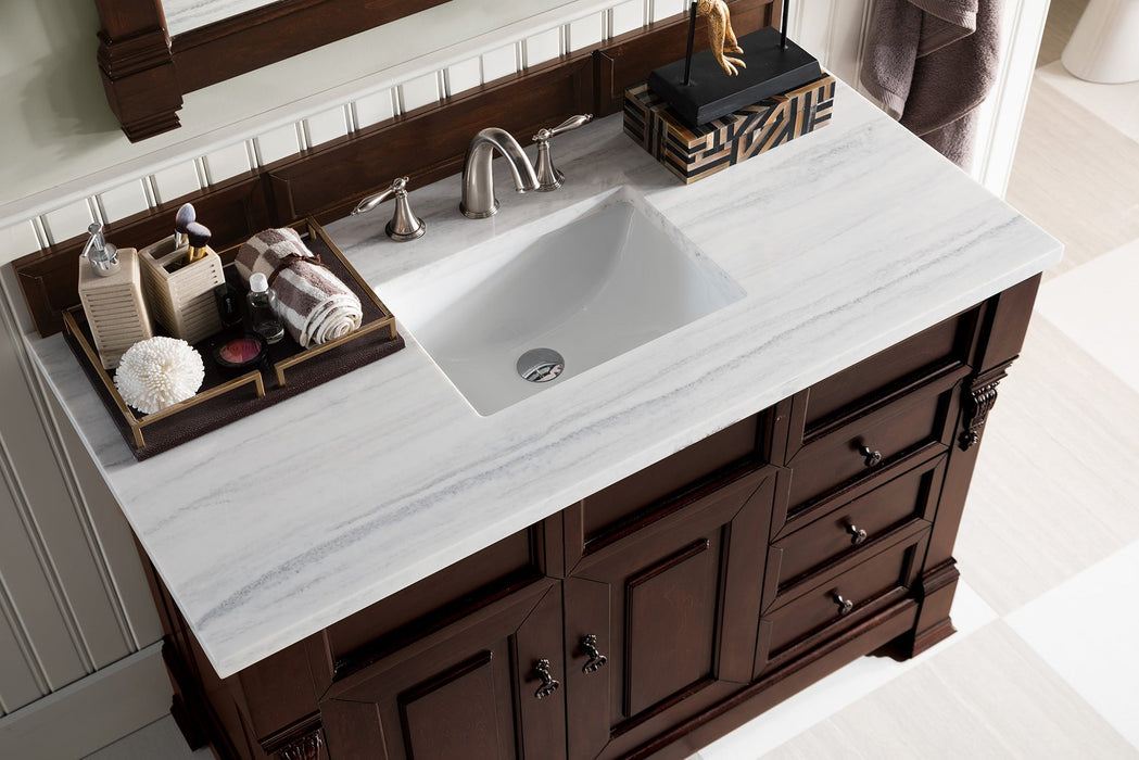 Brookfield 48" Single Bathroom Vanity in Burnished Mahogany Single Bathroom Vanity James Martin Vanities Eternal Jasmine Quartz 