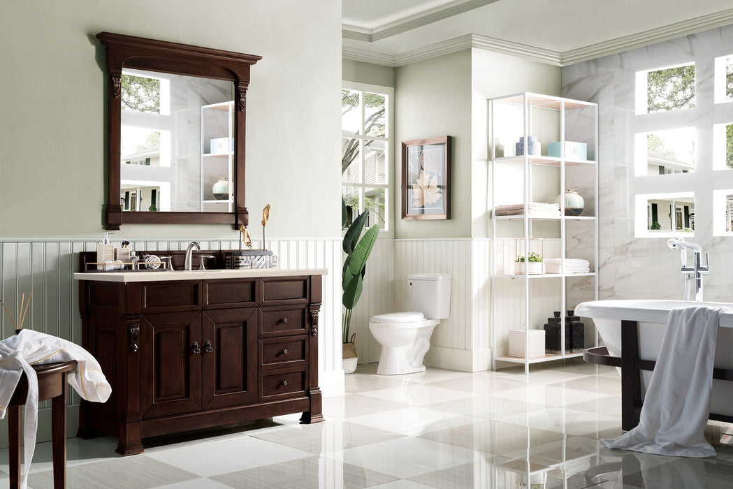 Brookfield 48" Single Bathroom Vanity in Burnished Mahogany Single Bathroom Vanity James Martin Vanities Carrara White Marble 