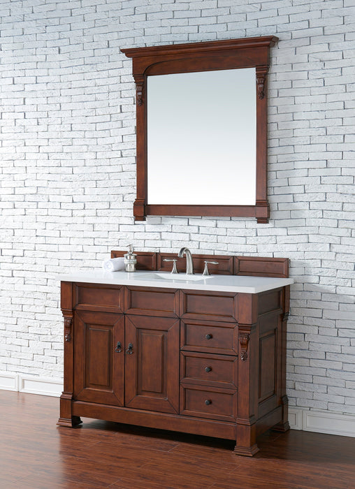 Brookfield 48" Single Bathroom Vanity in Warm Cherry Single Bathroom Vanity James Martin Vanities Arctic Fall Solid Surface 