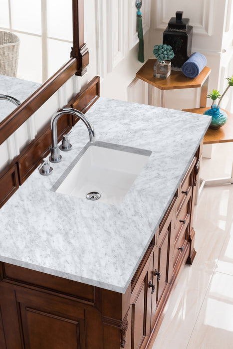 Brookfield 48" Single Bathroom Vanity in Warm Cherry Single Bathroom Vanity James Martin Vanities Eternal Jasmine Quartz 