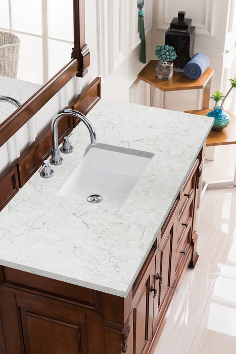 Brookfield 48" Single Bathroom Vanity in Warm Cherry Single Bathroom Vanity James Martin Vanities Ethereal Noctis Quartz 