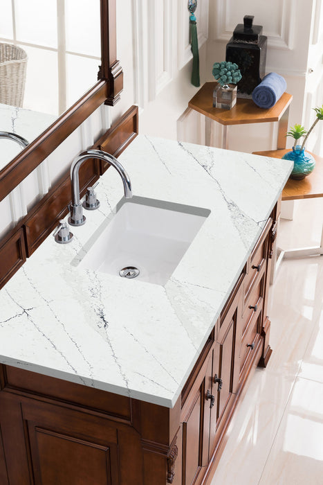 Brookfield 48" Single Bathroom Vanity in Warm Cherry Single Bathroom Vanity James Martin Vanities Carrara White Marble 