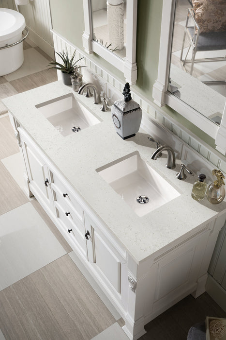 Brookfield 60" Double Bathroom Vanity in Bright White Single Bathroom Vanity James Martin Vanities 