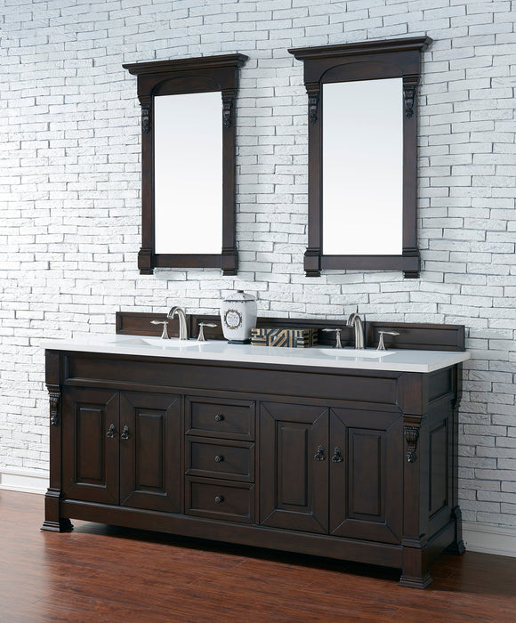 Brookfield 60" Double Bathroom Vanity in Burnished Mahogany Single Bathroom Vanity James Martin Vanities Carrara White Marble 