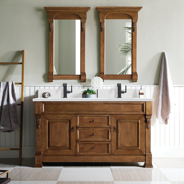 Brookfield 60" Double Bathroom Vanity in Country Oak