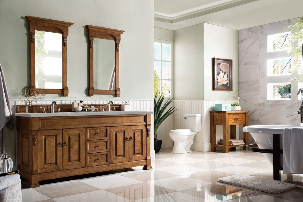 Brookfield 60" Double Bathroom Vanity in Country Oak Single Bathroom Vanity James Martin Vanities Eternal Marfil Quartz 