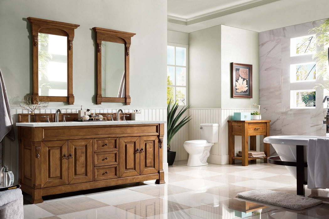 Brookfield 60" Double Bathroom Vanity in Country Oak Single Bathroom Vanity James Martin Vanities Eternal Serena Quartz 