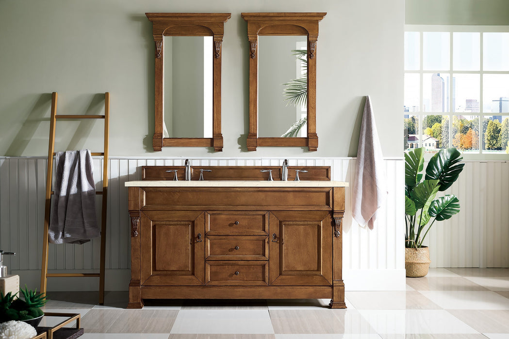 Brookfield 60" Double Bathroom Vanity in Warm Cherry