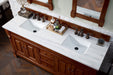 Brookfield 60" Double Bathroom Vanity in Warm Cherry Single Bathroom Vanity James Martin Vanities Carrara White Marble 