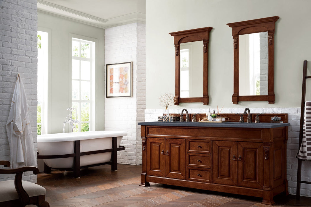 Brookfield 60" Double Bathroom Vanity in Warm Cherry Single Bathroom Vanity James Martin Vanities Arctic Fall Solid Surface 