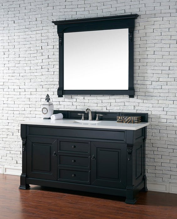 Brookfield 60" Single Bathroom Vanity in Antique Black Single Bathroom Vanity James Martin Vanities Carrara White Marble 